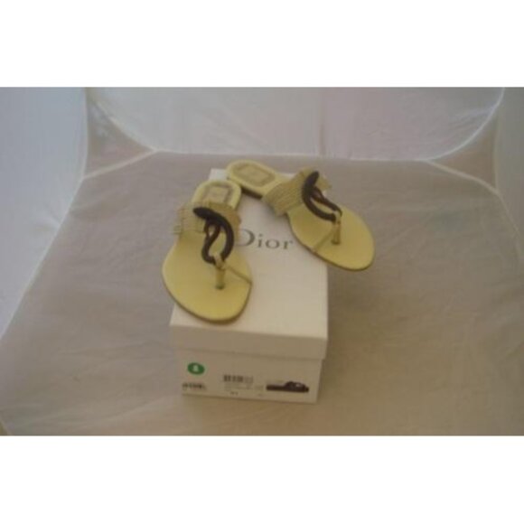 CHRISTIAN DIOR ECRU SAMOURAI THONG FLATS 36 New In Box - Picture 1 of 1